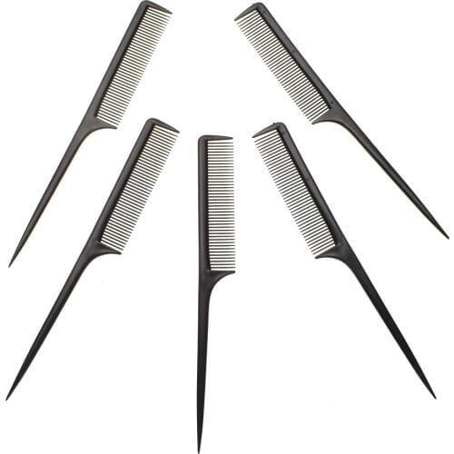 Plastic Fine-tooth Comb Anti-static Sharp Tail Comb Hair Style Rat Tail Draw Point Carbon Fiber Comb Hair Styling Tool