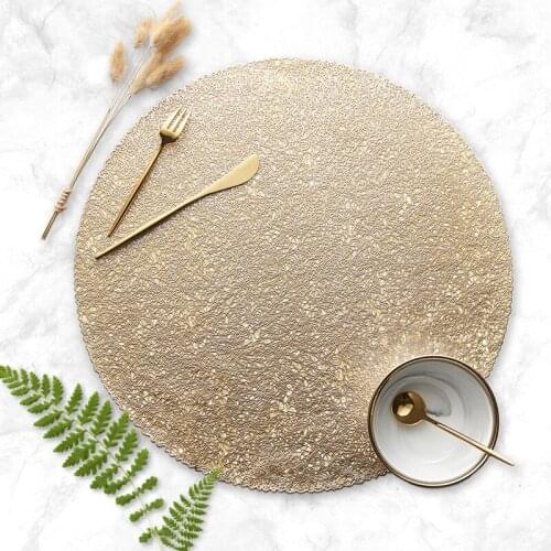 PVC Circular Weave Placemat Dining Table Mat Textilene Antiskid Insulation Anti Scald Fashion Decoration Hotel Restaurant Home