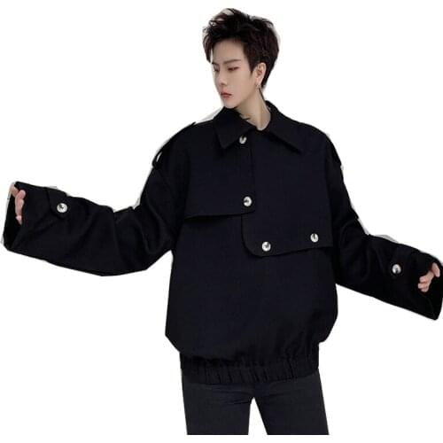 Mens Japanese and Korean Long Sleeve Shirt Mens Fashion Retro Streetwear Loose Jacket Dance Outfit