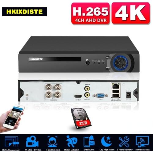 6 IN 1 4CH 4K 5MP AHD DVR Surveillance Security CCTV Recorder 4 Channel Hybrid DVR NVR For Analog AHD CVI TVI IP Cam XMEYE H.265