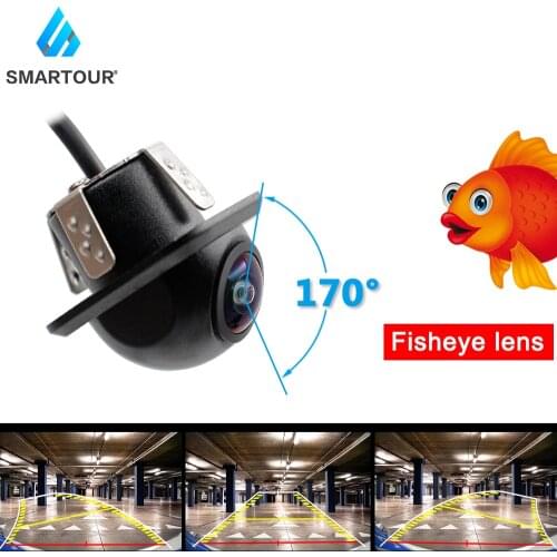 Smartour Vehicle Rear Front Side View Camera Track Fish Eyes Night Vision Waterproof IP67 Car Reversing Back Up Camera Universal
