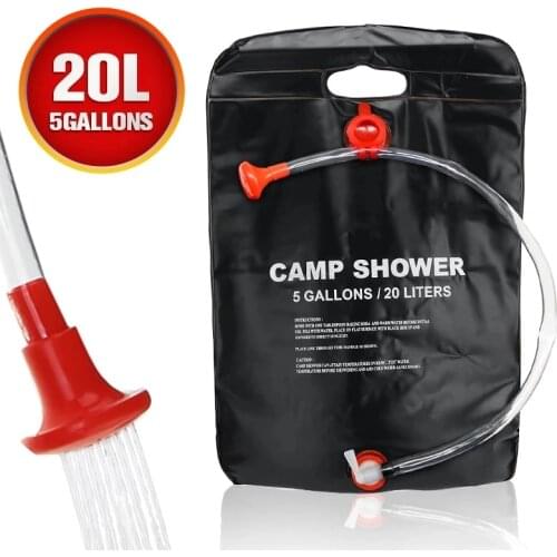 20/10L Shower Bag for Camping Solar Portable Bag with Switch Hose and Shower Head for Outdoor Hiking Picnic Swimming