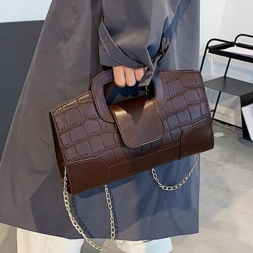 Crocodile Pattern Pu Leather Tote Bag 2021 Fashion Branded Womens Designer Handbags Female Winter Chain Shoulder Crossbody Bags