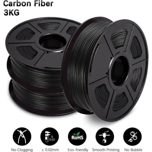 GOHIGH 3 Rolls PLA Carbon Fiber 3KG 1.75MM 2.2lbs High-strength Low Density For All 3D Printing Product
