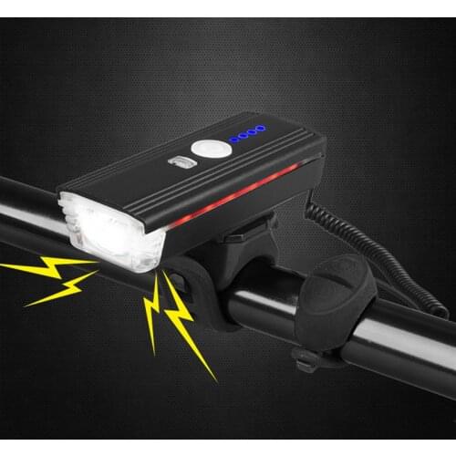 Smart Bicycle Light USB Rechargeable Bike Front Light with Horn 4 Modes LED MTB Lamp Cycling Speaker Headlamp HL012