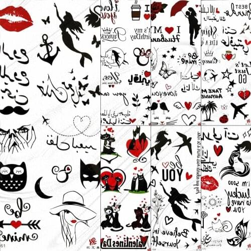 Fun Plane Cat Mermaid Fairy Temporary Tattoos For Children Kids Body Art Arm Tattoo Stickers Lips Birds Anchor Owl Smal Tatoos