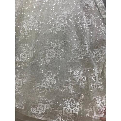High Quality Soft Eyelash Lace Trim Wedding Dress Fabric SYJ-6633 with sequins DIY Decorative
