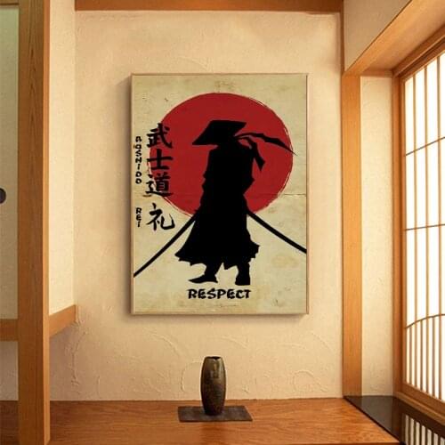 Japanese Samurai Warrior Vintage Canvas Painting on Wall Printing Oil Posters Art for Living House Porch Home Decor Cuadros