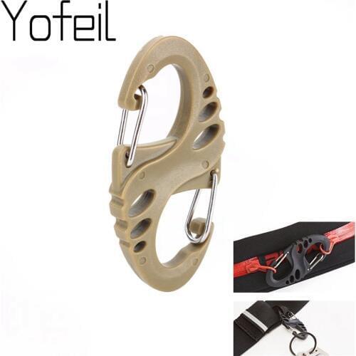 10Pcs/Lot S Type Backpack Clasps Climbing Carabiners EDC Keychain Camping Bottle Hooks Paracord Tactical Survival Gear Buckles