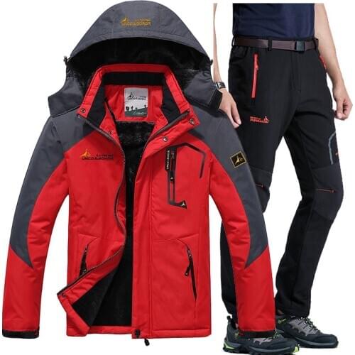 Winter Ski Jacket suits Men Waterproof Fleece Snow Jacket Thermal Warm Coat Outdoor Mountain Skiing Snowboard Jacket Pants suits