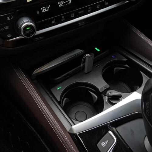 Car QI wireless charger for BMW 5 6 Series G30 G38 6GT G32 2017 2018 2019 2020 2021 charging plate phone holder accessories