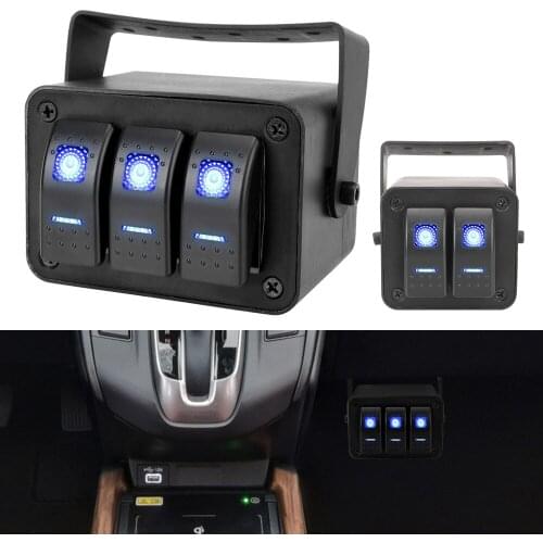 12-24V Rotate Case 2/3 Gang Rocker Switch Panel with Bule LED Light Indicator for Auto Caravan Truck Marine Waterproof