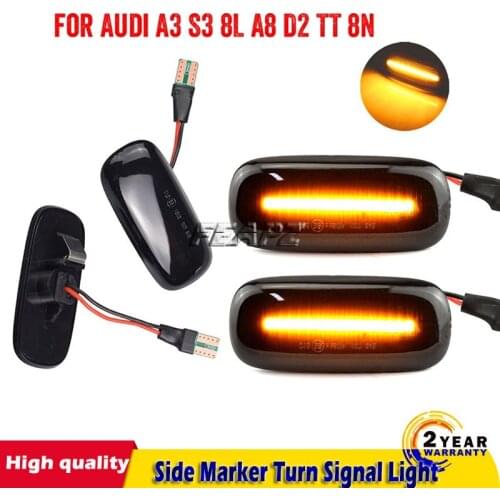 2X LED Dynamic Side Marker Turn Signal Light Indicator For Audi A3 S3 8L 2000-2003 A8 D2 1999-2002 TT 8N 2000-2006