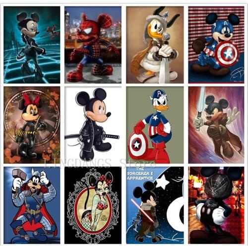 5D DIY Diamond Painting Disney Mickey America Captain Funny Donald Duck Marvel Diamond Mosaic Embroidery Cross Stitch Home Decor
