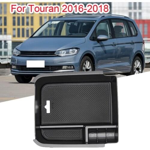 Car Center Central Console Armrest Storage Box Pallet Tray Container with Rubber Mat For-VW Touran 2016 2017 2018