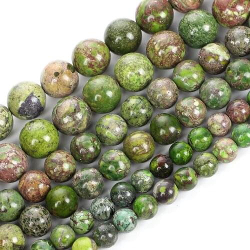 Natural Stone Beads Green Emperor Pine Beads For Jewelry Making Bracelet DIY Accessories Needlework Strand 6-10MM
