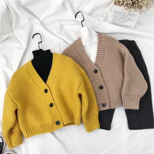 Childrens wear 2019 spring and autumn new boys and girls cardigan sweater coat Korean sweater kids Single-breasted outwear