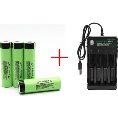 4PCS New Original NCR18650B 3.7 v 3400 mah 18650 Lithium Rechargeable Battery For Panasonic Flashlight batteries and USB charger