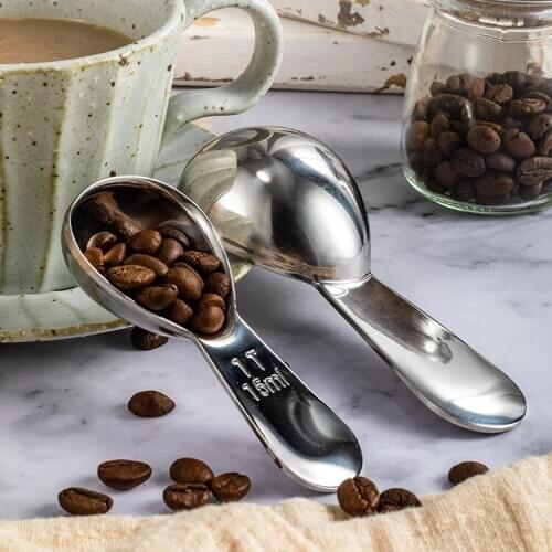 Stainless Steel Measuring Spoon 2-Piece Coffee Measuring Spoon Set with Scale Measuring Spoon Measuring Spoon Baking Tools Spot