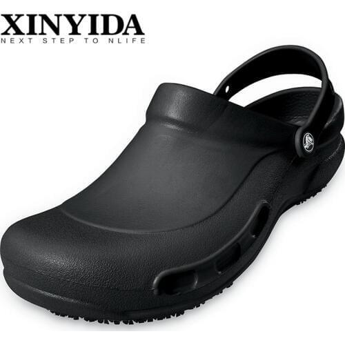 High Quality EVA Men Chef Shoes Non-slip Waterproof Oil-proof Hotel Kitchen Working Shoes Men Clogs Garden Safety Shoes Black