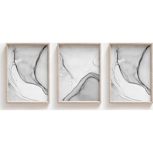 Grey Marble Wall Poster Abstract Black White Canvas Art Print Painting Nordic Decorative Picture Modern Style Home Decoration