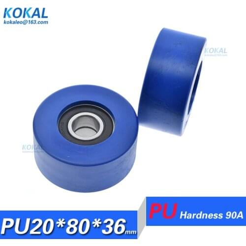 [PU2080-36] 2PCS go-anywhere vehicle TPU polyurethane low noise ball bearing 6204RS 6204 sliding roller wheel 20*80*36mm 2080PU