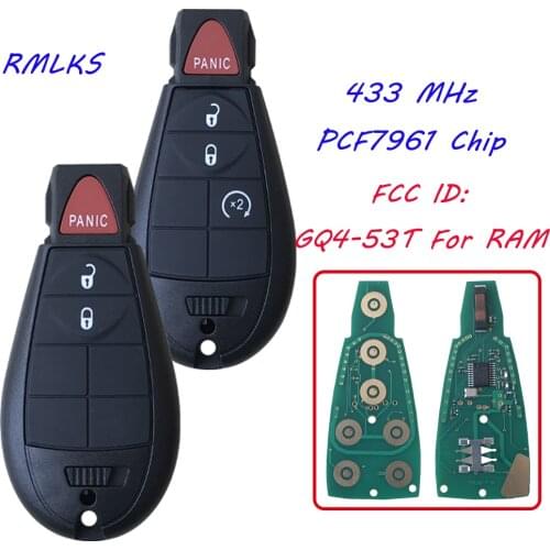 Keyless Remote Fob Fobik Smart Key For DODGE RAM 1500 2500 3500 2013 2014 2015 2016 2017 KEY REMOTE FOB GQ4-53T 433mhz/PCF7961AG