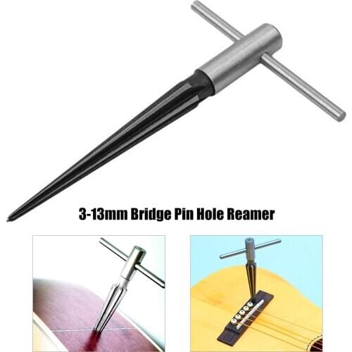 Bridge Pin Hole Reamer Tools T-Handle Tapered 6 Fluted Acoustic Guitar Woodworker Cutting Tool Core Drill Bit DIY Pickup Tool