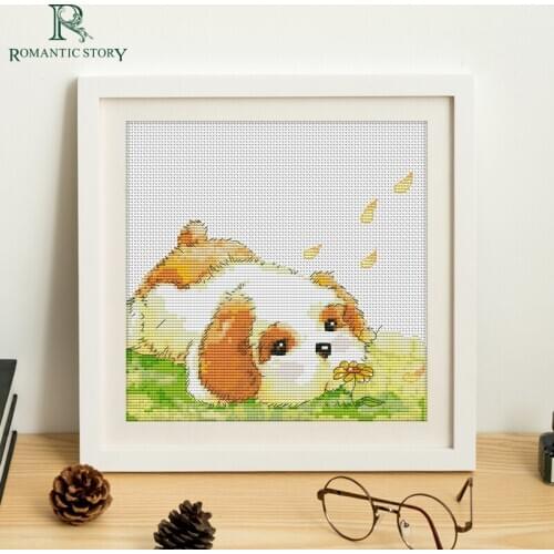 Romantic Story Cross Stitch Kits Beginners Embroidery Puppy bedroom study decoration Needlework Cross-stitch 2134