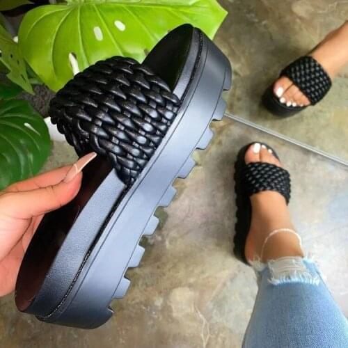 Women Sandals Platform Sandals Shoes Women Bow 2021 Summer Sandals Slipper Indoor Outdoor Flip-flops Beach Shoes Female Slippers