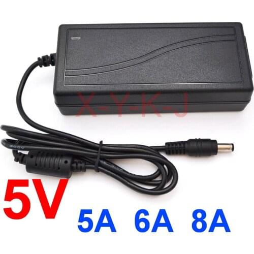 1PCS 5V 5A 5V 6A 5V 8A High quality IC solutions AC 100V-240V Switch power supply, adapter, DC 5.5mmx2.1mm-2.5mm