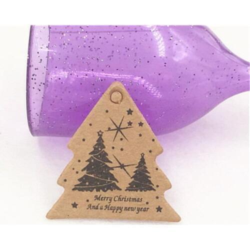 100Pcs/Lot Black/White/Brown Kraft Christmas Tree Shape Hang Tags Christmas Party Decoration Jewelry Gift Packing Tags 3.5x3.5cm