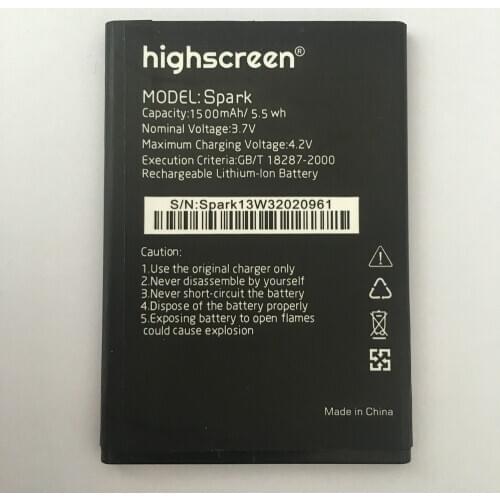 100% High Quality Spark 1500mah spark battery For Highscreen Spark mobile phone +Tracking Code