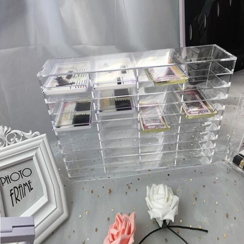 Acrylic Makeup Organizer Lipstick Fake eyelashes Holder Desktop Cosmetic Organizer Storage Box Makeup Tools Container
