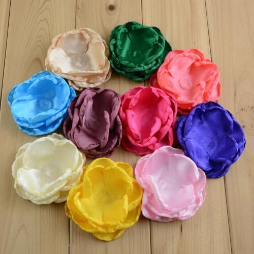 20 pcs/lot 3" Burned Edged Ruffled petal Satin Flowers