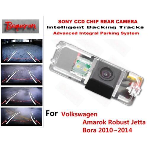 For Volkswagen Amarok Robust Jetta Bora 10~14 CCD Car Backup Parking Camera Intelligent Tracks Dynamic Guidance Rear View Camera