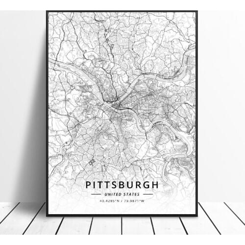 Boise Fairbanks Las vegas Madison Pittsburgh Turlock Unitedstates Map Canvas Art Poster