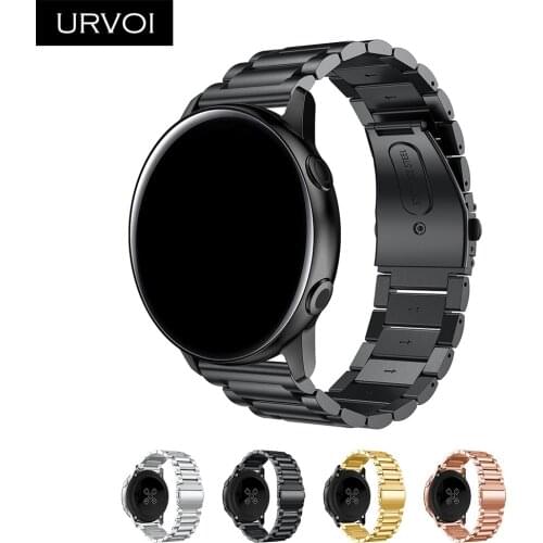 URVOI 3 rows band for Galaxy Watch Active strap stainless steel Fold over clasp quick release durable wrist 4 colors 42 46mm