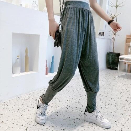 Modal Knitted Women Harem Pants Female Elastic High Waist Breathable Solid Casual Loose Spring Autumn Sport Harlan Trousers