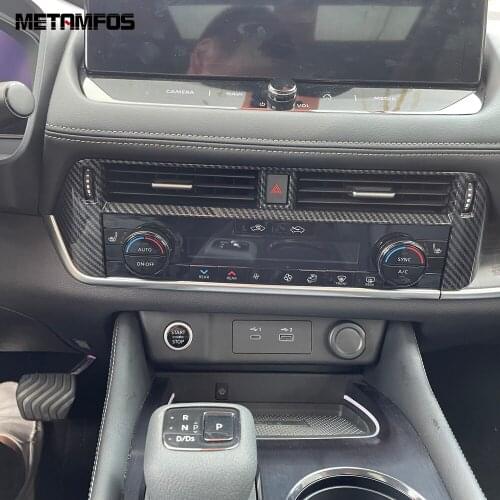 For Nissan Rogue X-trail 2021 2022 Carbon Fiber Center Control Dashboard Air Condition Vent Outlet Cover Trim Car Accessories