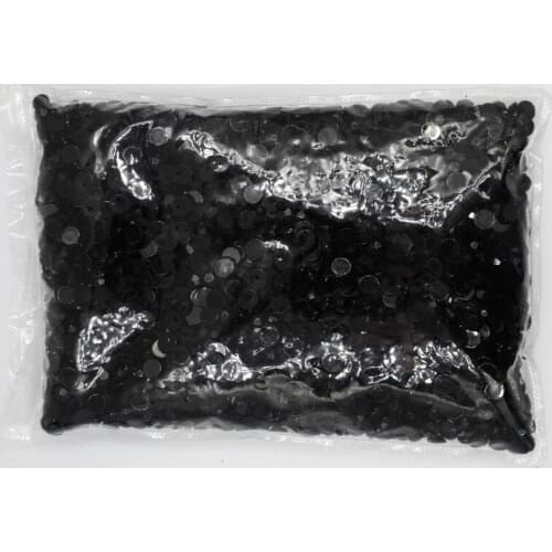 Black Color 1.5~12mm Flat Back Round Acrylic Rhinestones Beads,3D Acrylic Nail Art / Garment Decoration
