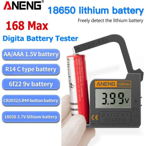 ANENG 168Max Digital Lithium Battery Capacity Tester Universal Test Checkered Load Analyzer Display Check AAA AA Button Cell