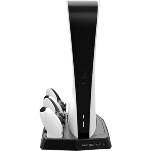 For PS5 Vertical Stand with Cooling Fan Dual Controller Charger Console Charging