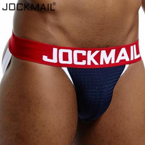 JOCKMAIL Jocks Men Mesh Low Waist Sexy Men Underwear Briefs Gay Penis Pouch Wonderjock Bikini Underwear Jockstrap thong tanga