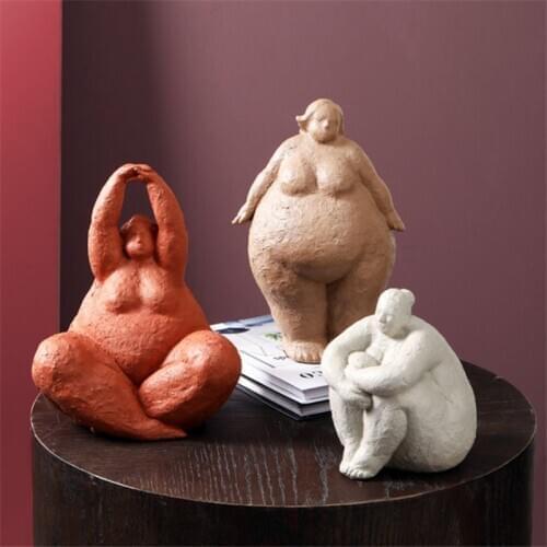 Europe Woman Model Abstract Sculpture Home Decoration Accessories Fat Female Statues Decoration Living Room Decor Gifts