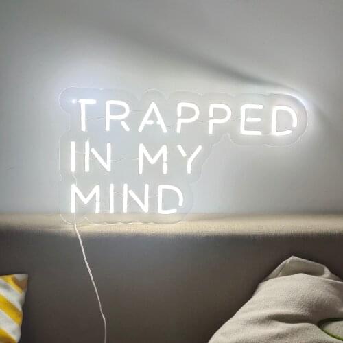 Custom Neon Sign TRAPPED IN MY MIND Neon Sign Custom Neon Light Led Custom Pink Light Neon Wall bedroom Decoration Ins
