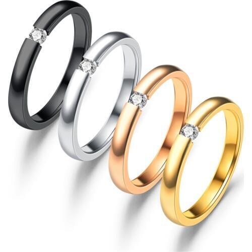 Engagement Ring for Women Stainless Steel silver colour Gold Color Finger Girl Gift US Size 5 6 7 8 9 10 11