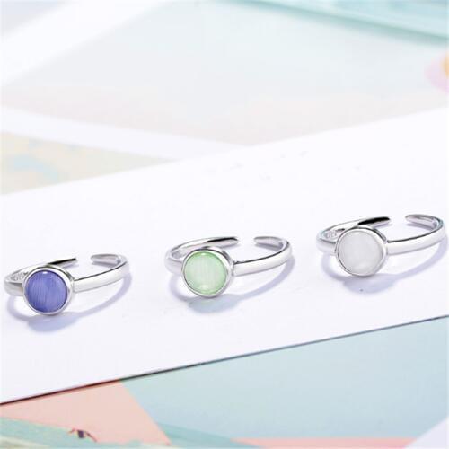 Korean version of the fashion sweet simple three-color opal opening female models silver plated rings SA85