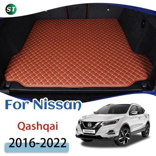 Custom Leather Car Trunk Mats for Nissan Qashqai 2016-2022 Rear Trunk Floor Mat Tray Carpet Cargo Liner Car Accessories