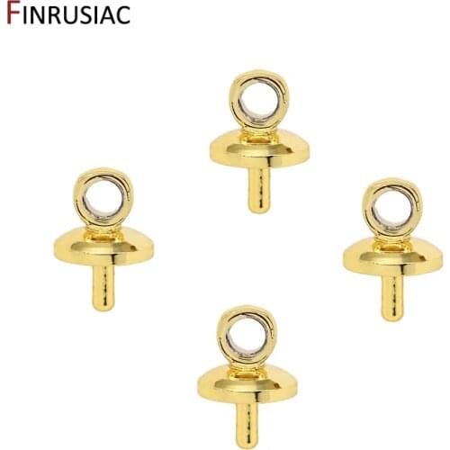 Jewelry Making Supplies 3/4/5mm 14k Gold Plated Brass peg bails Charm Pendant Connectors DIY Pearl Accessories